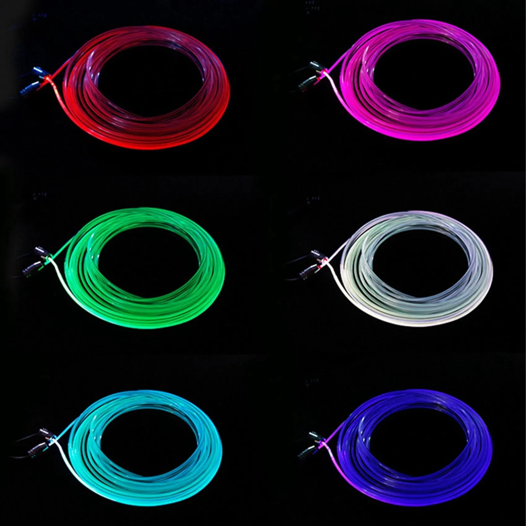 

ABMR-2X 6 в 1 RGB светодиодный атмосферный автомобильный светильник, внутренний окружающий свет, оптоволоконные полосы, свет по управлению через приложение, сделай сам, музыка, 8 м, волокно