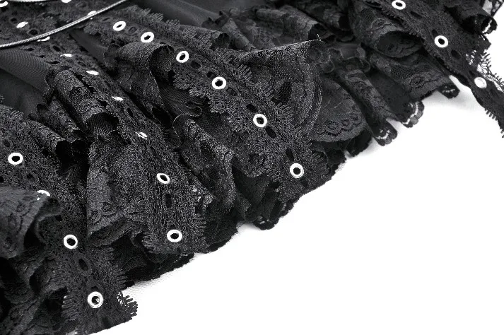 2024 Summer Subculture Dark Steampunk rivet Strap Lace Mini Short Skirt Gothic Rock punk style women's short skirt