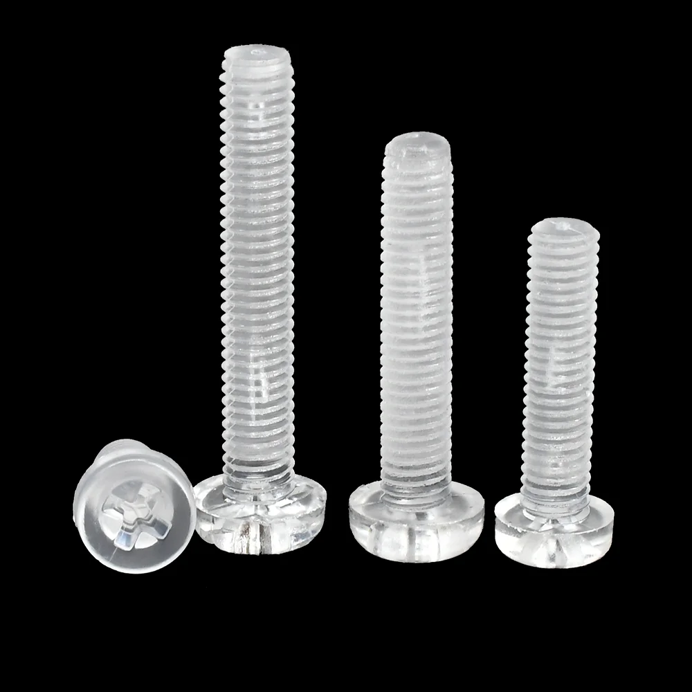 20/50/100/200PCS Transparent Acrylic Phillips Bolt M2 M2.5 M3 M4 M5 M6 Cross Round Head PC Clear Bolts Pan Hand Tighten Screw