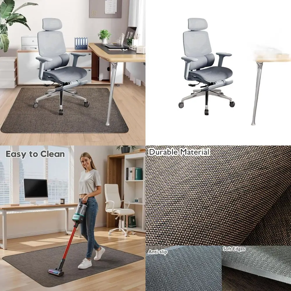 

48x60 Inch Heavy-Duty Chair Mat for Hardwood and Tile Floors - Anti-Slip, Non-Curve, Floor Protector for Home Office and Gaming