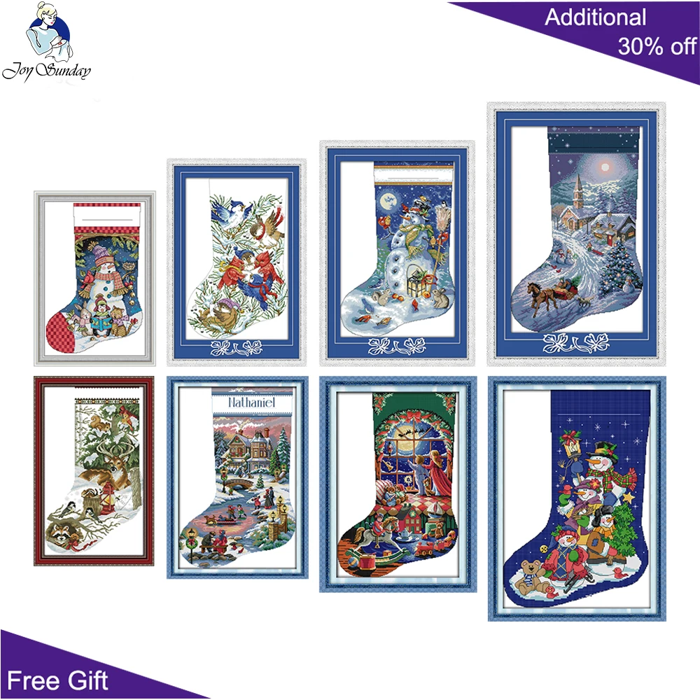 JS Snowman Children's Paradise Chant Jungle Christmas Stocks, C592, C594, C595, DA099, KB167, KB169, KB179, KB186, Cross Stitch