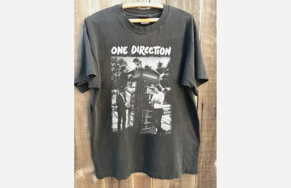 Camiseta Conmemorativa del Álbum Vintage de One Direction, Camiseta Conmemorativa de la Gira de Conciertos de One Direction, Estilo Urbano para Uso Diario al Aire Libre