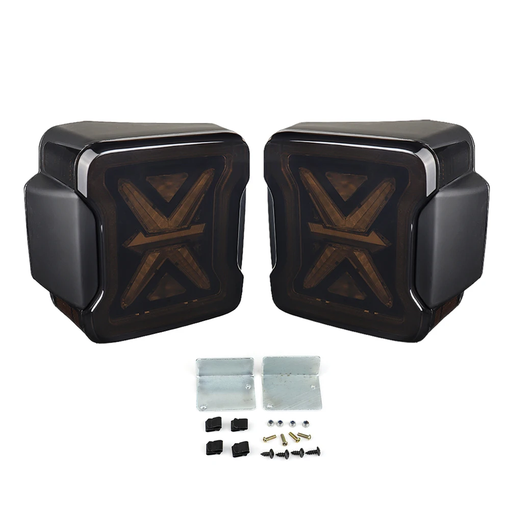 LED Tail Lights for Jeep Wrangler JK JKU 2007-2017 Unique X Shaped Design Smoked Lens