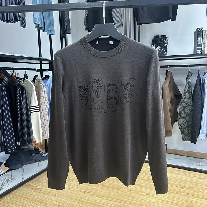 

Soft Skin-friendly Comfortable Men's Knitted round Ne Sweater Versatile Faionable Tassel Fabric Tagl Spor round Ne...