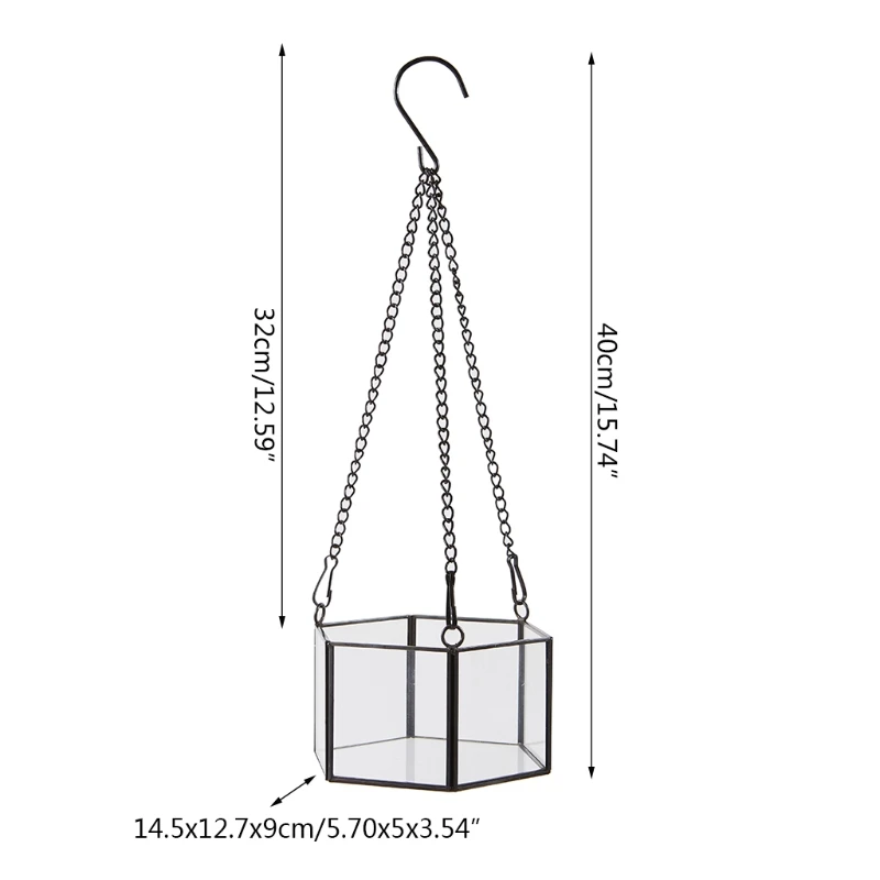 โมเดิร์นแขวน Glass Terrarium เรขาคณิตหกเหลี่ยมรูป Succulent Air Holder คอนเทนเนอร์ Wall Planter ดอกไม้ Dropshipping