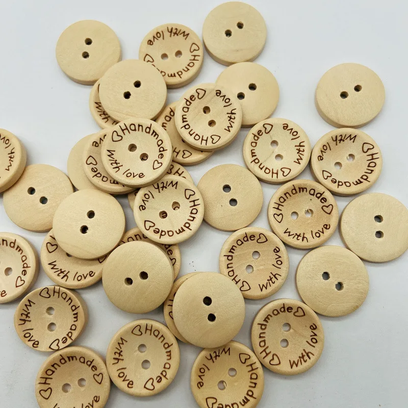 50pcs 2 holes Természetes Fa- Szállodai küldönc számára ruhák decorativa gomb diy handmade 2 eyelets bottons Összevarrás accessories3