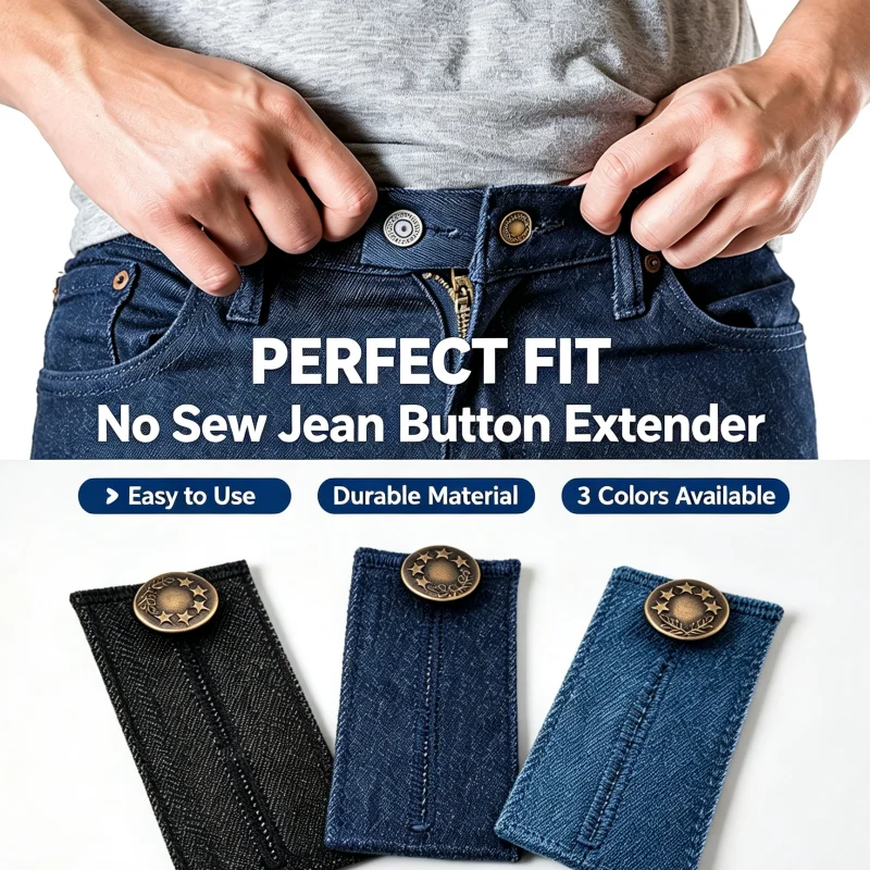 Elastic Jeans Waist Extender Button No Sew Trouser Waist Expander Match Belt Pants Waist Size Increase Tool