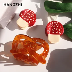 HangZhi Cute Mushroom Brown Croissant Hair Clip for Women Girls Hair Claw Headwear 2023 New Summer Hair Accessories