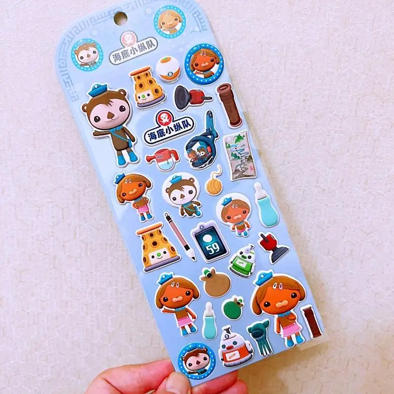 4Pcs Octonauts Kwazii Barnacles 3D 버블 스티커 소년 스케이트 보드 자전거 장식 퍼즐 Diy 데스크탑 장식 장난감 선물