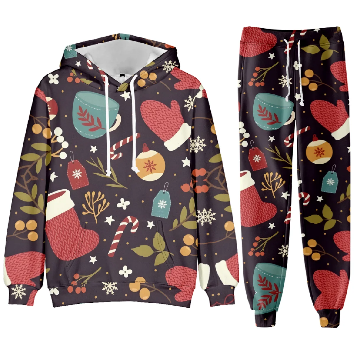 

Autumn and Winter Men's Hoodie Set Men's Fun Christmas Printed Street Sports Hoodie Set Quick Drying and Comfortable Hoodie Set