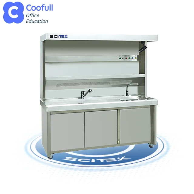 Modern Electric Lifting Glass Door Pathology Workstation Closed Type for Laboratory School Hospital Use Stainless Steel