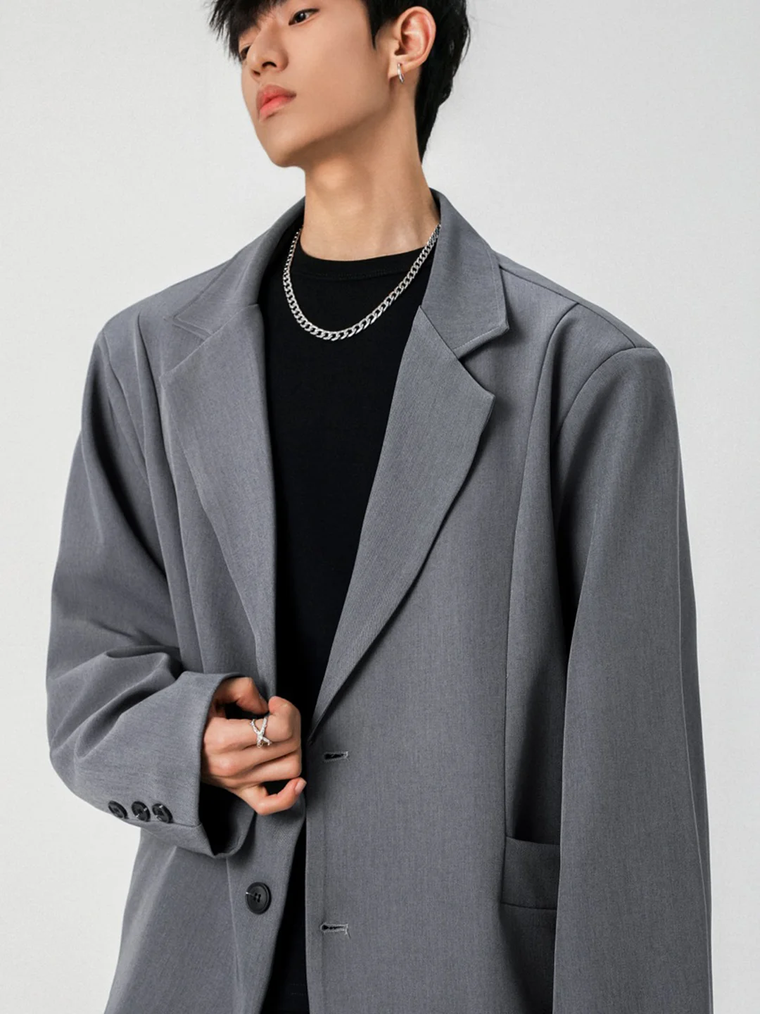 Street Fashion For Boy - 남성용 오버사이즈 블레이저 재킷 한국 스트리트웨어