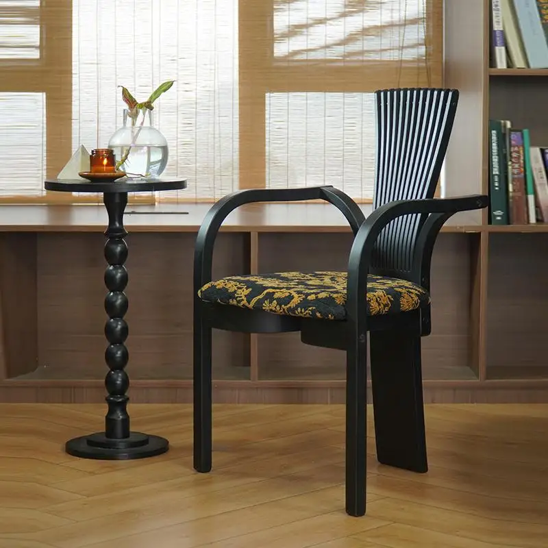 

Designer Solid Wood Chair Dining Home Retro French Negotiation Tea Art Chair Home Single Room Silla Comedor Home Furniture
