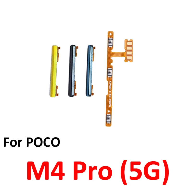 For Xiaomi Pocophone Poco M4 Pro 5G Phone New Volume Button Up Down External Key Internal Power On Off Flex Cable Repair Parts