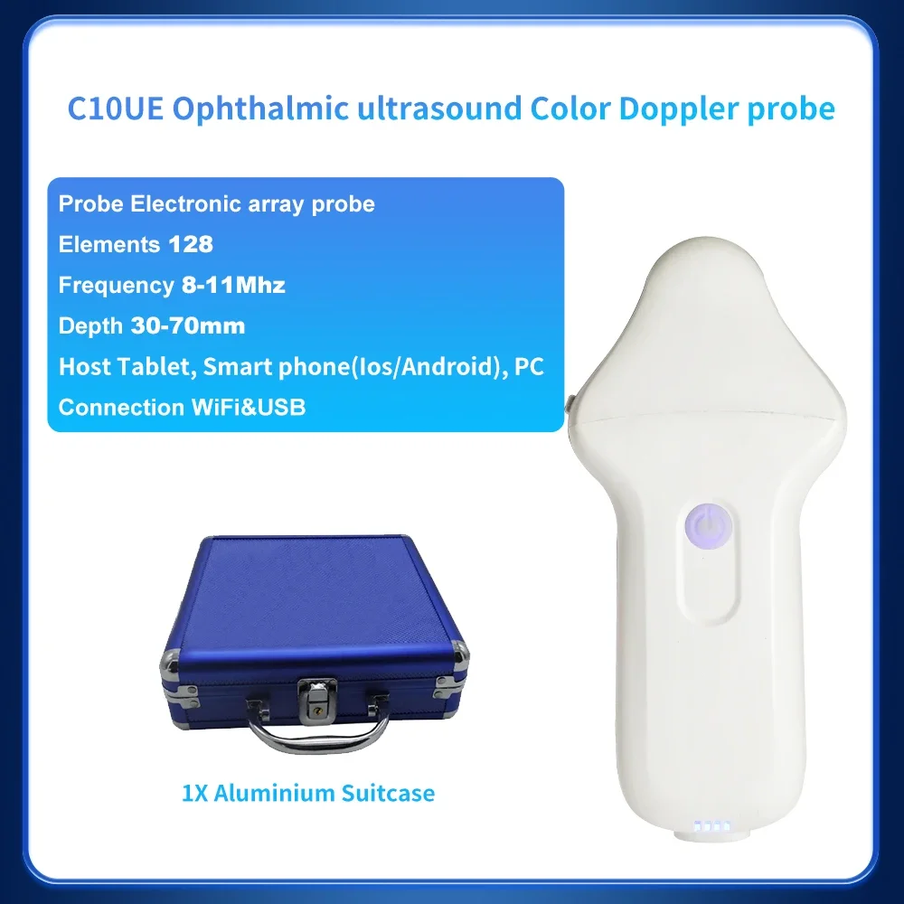 Wifi Wireless Color Ophthalmic Ultrasound Color Doppler Probe Support IOS Android Windows Includes Aluminium Box