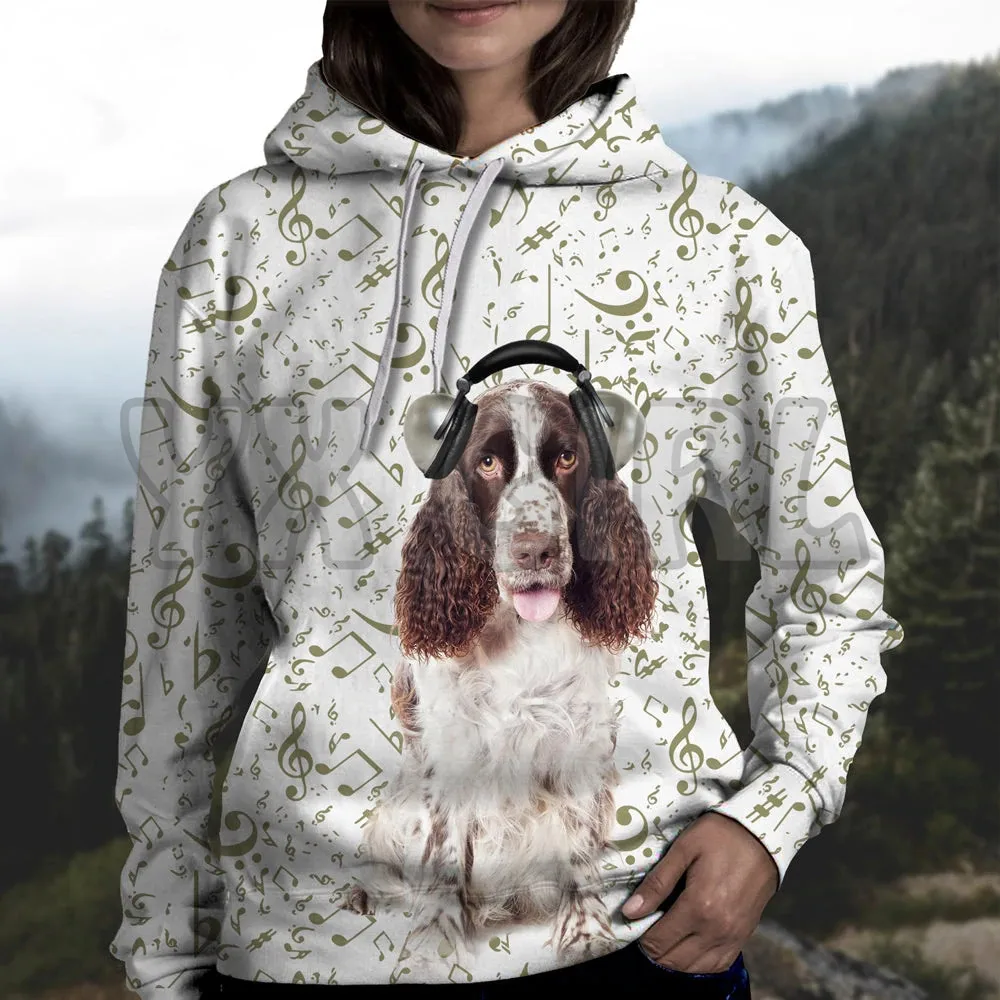 Grande musica con Bulldog francese felpe con cappuccio stampate in 3D pullover Unisex divertente felpa con cappuccio per cani tuta Casual da strada