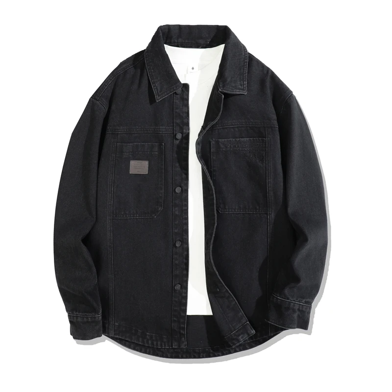 

2025 Retro Black Oversized Denim Jacket New Premium Washed American Style Casual Coat for Men