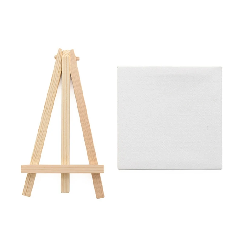 Mini Wooden Easel Painting Canvas Set Acrylic Drawing Paint for Kids