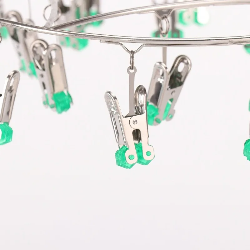 Classic Stainless Steel Drying Rack, Instant Folding, Traceless, Windproof, Multi-Clip, Balcony Rotating Clothes Hanger, Extra Thick, Heavy-Duty, Quick-Drying, Patented