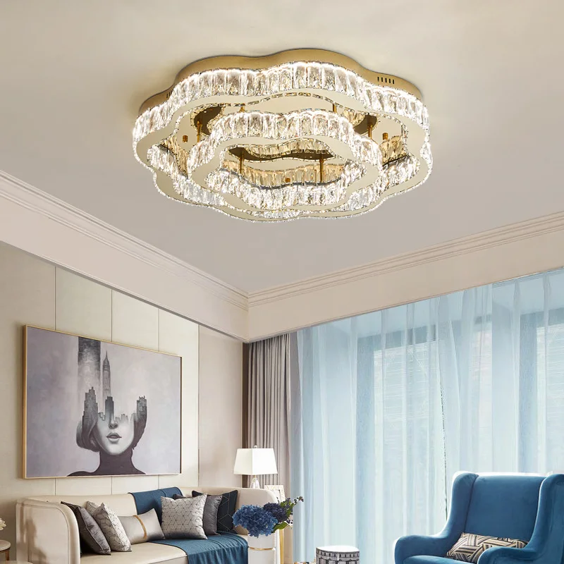 Modern Luxury Crystal Ceiling Light Simple Creative Living Room Chandelier Light Bedroom  2023 New Petal Shape Home Luminaire