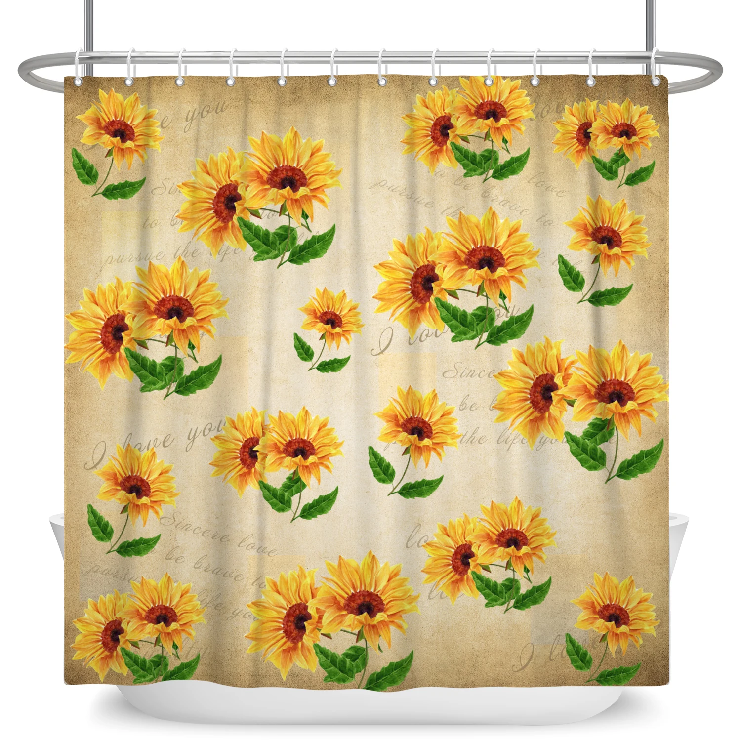 

Занавески для душа с подсолнухом и бабочкой, декор для ванной комнаты, желтый цветок, зеленый лист, летнее растение, пейзаж, домашняя тканевая занавеска для ванны, комплект