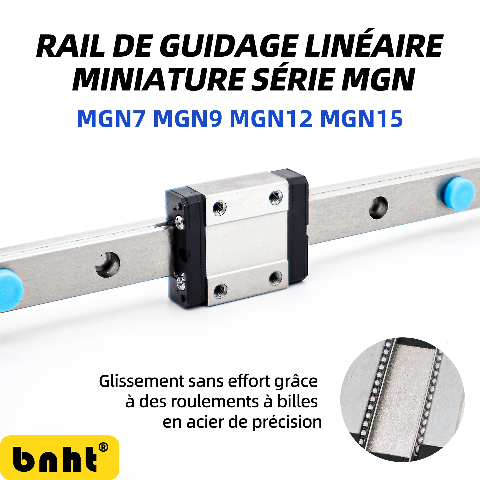 Rail de Guidage Linéaire Miniature Série MGN – MGN7 / MGN9 / MGN12 / MGN15 C&H | Glissière Linéaire Étroit avec Chariot Unique pour CNC, Imprimante 3D et Systèmes d’Automatisation