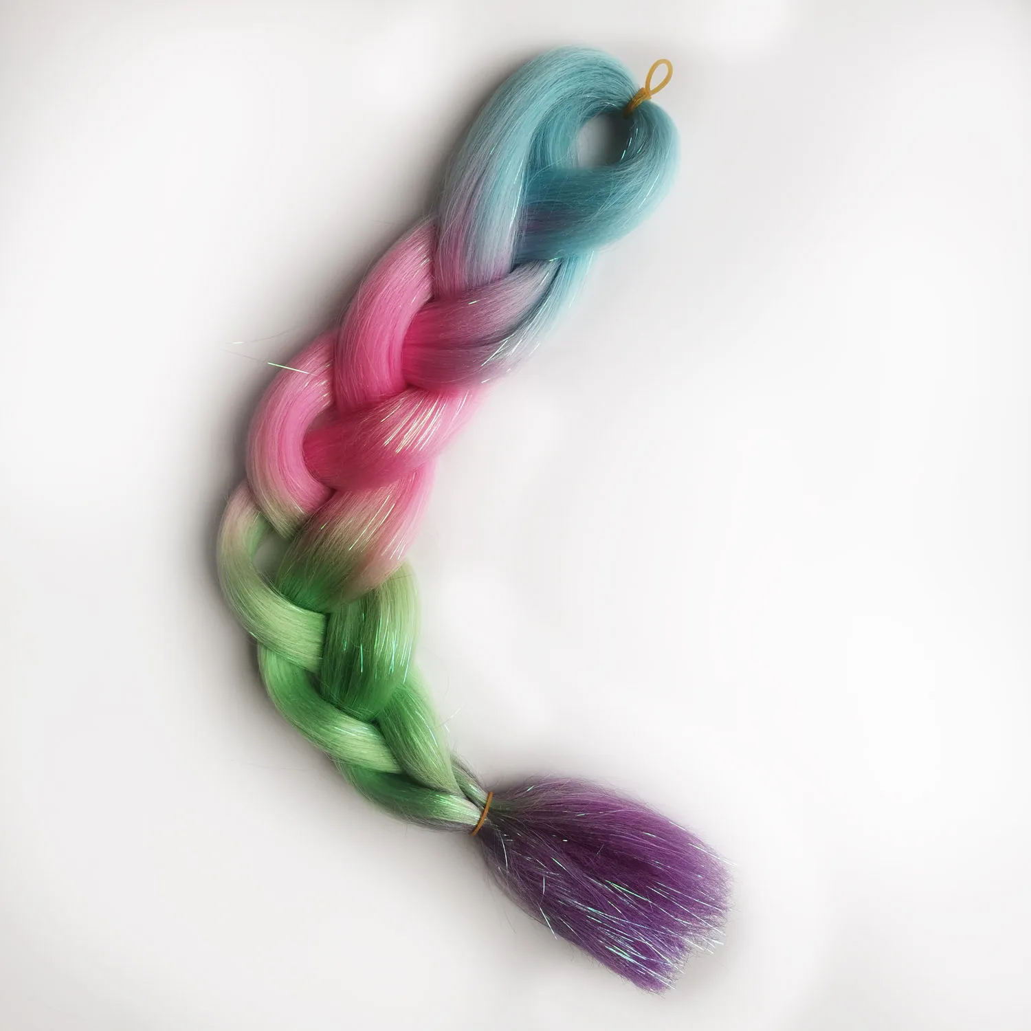 Jumbo Braiding Hair Tinsel Braids Ombre Yaki Straight Braiding Hair Blend Hair Tinsel, 24 inch Festival Rave Hair For Girls