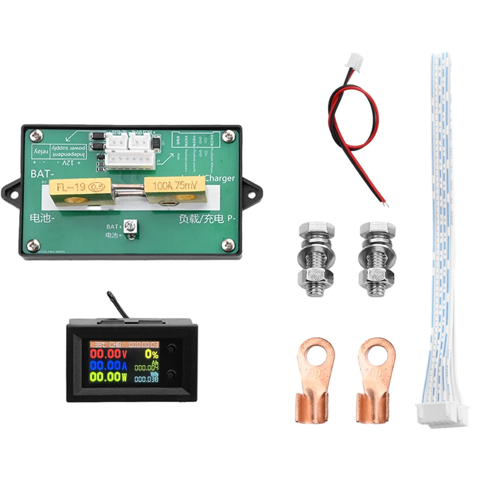 DC7200 9-in-1 Voltmeter, Ammeter and Wattmeter, DC 7–200 V, 1.14-inch LCD Bidirectional Coulometer, Automotive Monitor