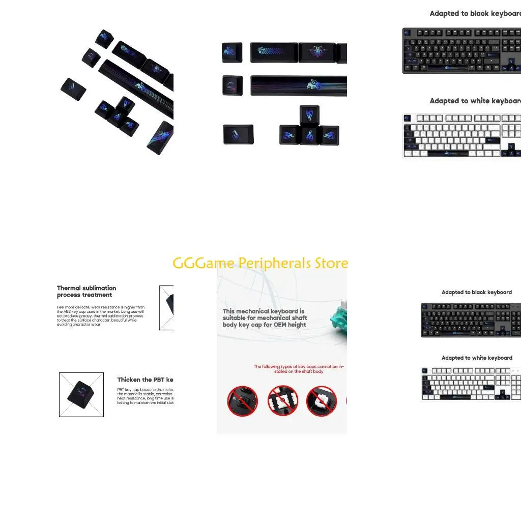 

U55B Колпачки клавиш CMYK с сублимацией ПБТ — высота OEM для пространства 6,25U Введите указания ESC
