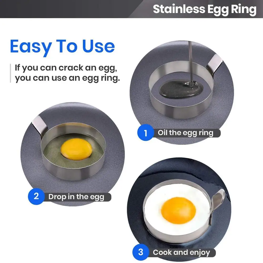 

Kitchen Cooking With Handle Baking Round Pancake Shaper Egg Ring Omelette Mould Egg Frying Mold