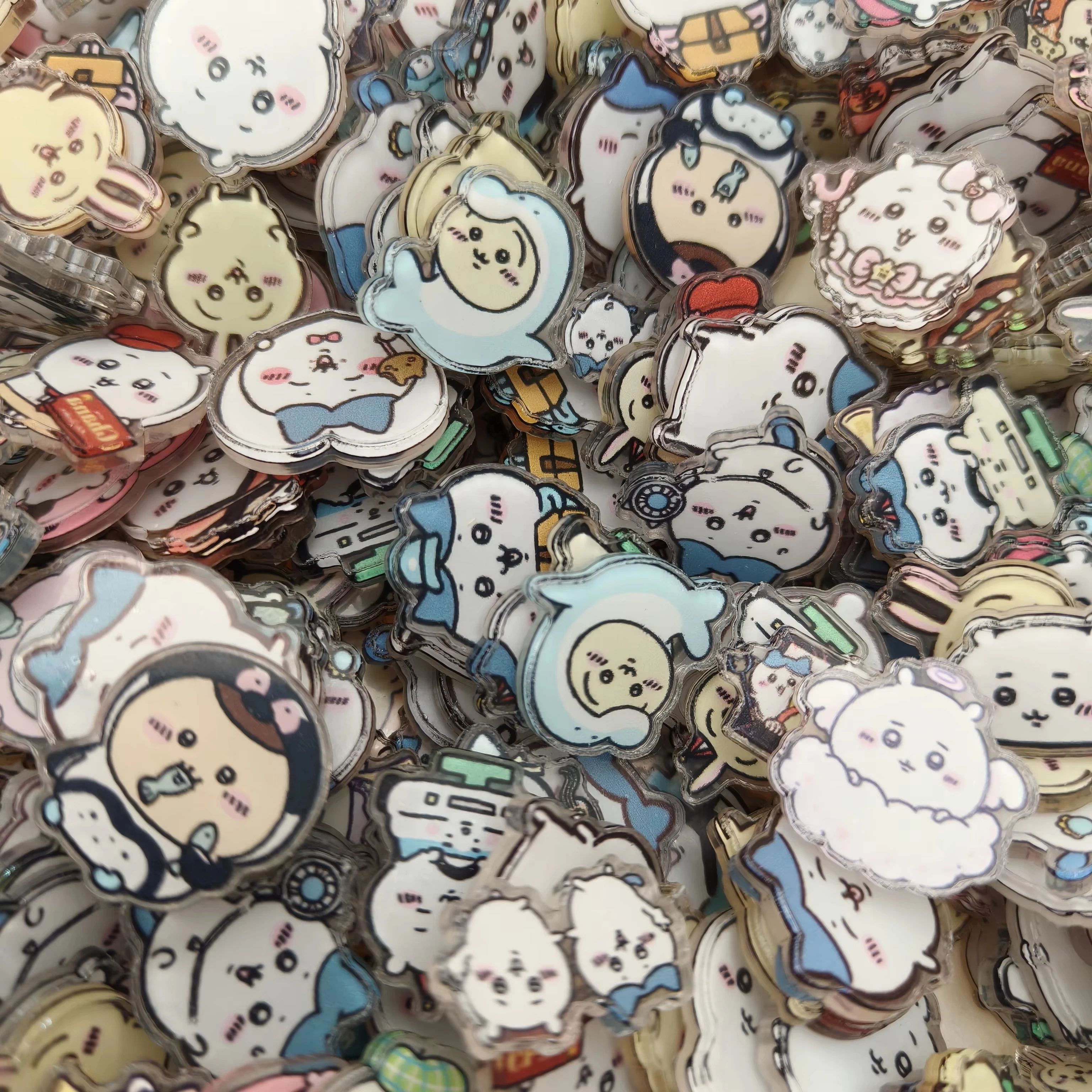 50pcs/set Anime Chiikawa Acrylic Usagi Cartoon Shining Kawaii Hachiware Laminating Double-Decker Acrylic Accessories Gift