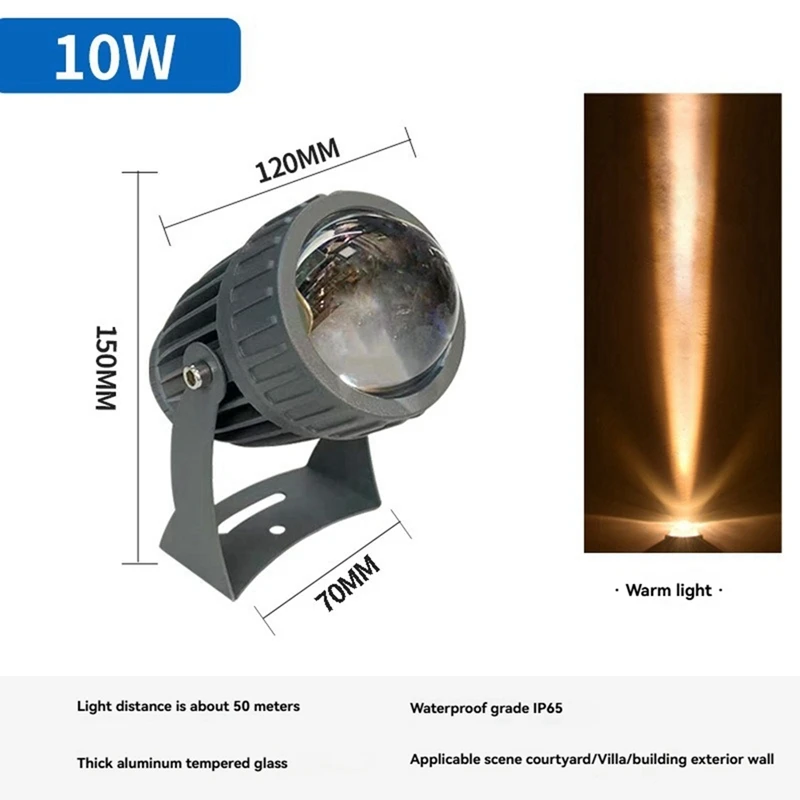 Outdoor LED Garden Wall Spotlights 10W Landscape Lighting AC220V IP65 Waterproof One Beam Spotlight Warm White-ABHG view 4