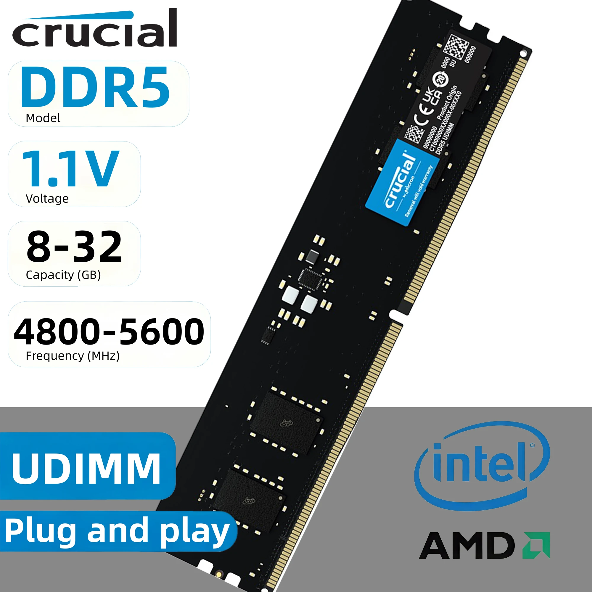 Crucial DDR5 デスクトップメモリ 8GB 4800MHz 特別割引
