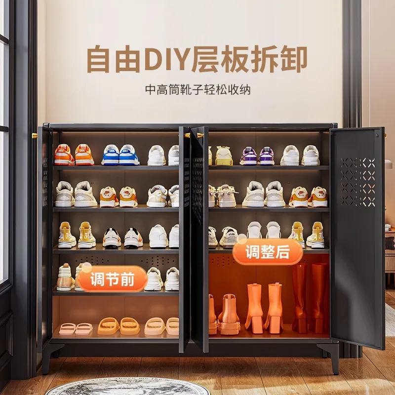 New Household Steel Shoe Cabinet Breathable Door Porch Against The Wall Door Corridor Corridor Integrated Shoe Rack