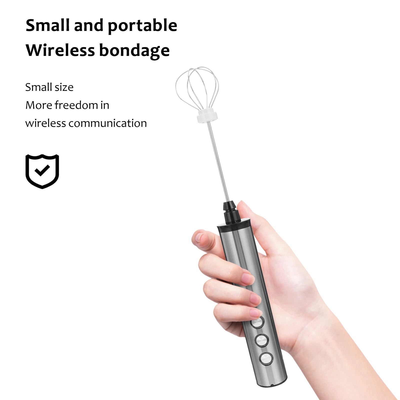 

Milk Electric Egg Beater Hand-held Portable Whisk Stainless Steel Stirrer for Drinks