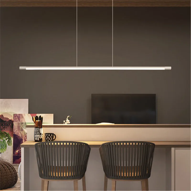 Modern Simple Led white Black Pendant lights Dining room Meeting Room Restaurant Office Hanging Lght  tube Drop Shipping