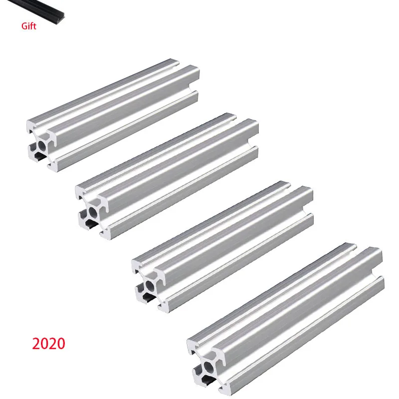 4pcs 2020 T-Slot Aluminum Profile 3D Printer Silver Linear Rail Extrusion Frame European Standard Camera Slider Furniture2020 1m