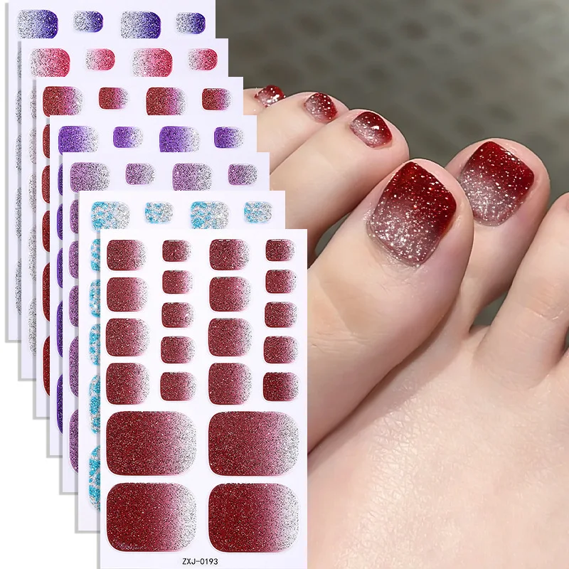 

Summer new green onion powder gradual change toenail sticker girl beach toenail sticker cross-border popular nail sticker Nails