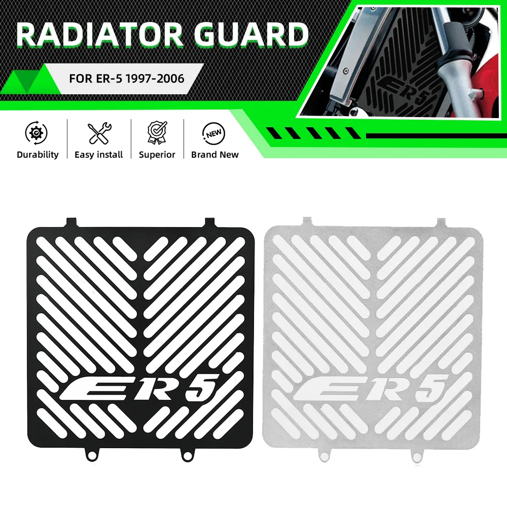 Motorcycle Radiator Guard Grille Oil Cooler Cover Protector For Kawasaki ER-5 1997-1998-1999-2000-2001-2002-2003-2004-2005-2006