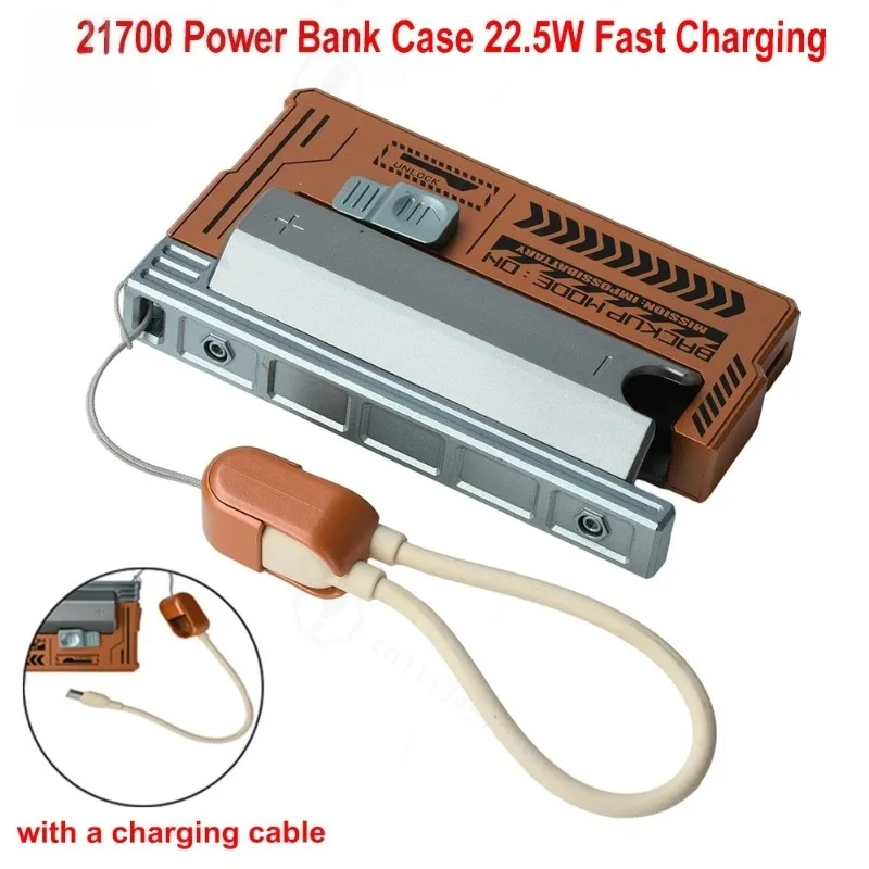 21700 Power Bank Case with 22.5W Fast Charging No Soldering Required Portable Mobile Power Shell Type C DIY Battery Box