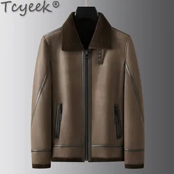 Tcyeek Natural Genuine Leather Jacket Men Winter Clothes Warm Real Fur Coat Male Real Sheepskin Wool Coats Jaqueta Masculina