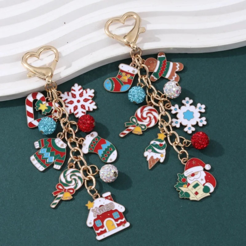 1pc Nette Hübsche Schnee Handschuh lollipop Kleidung Emaille Schlüsselbund Romantische Weihnachten Stil Schlüsselring Für Frauen Männer Gute Freundschaft Geschenk