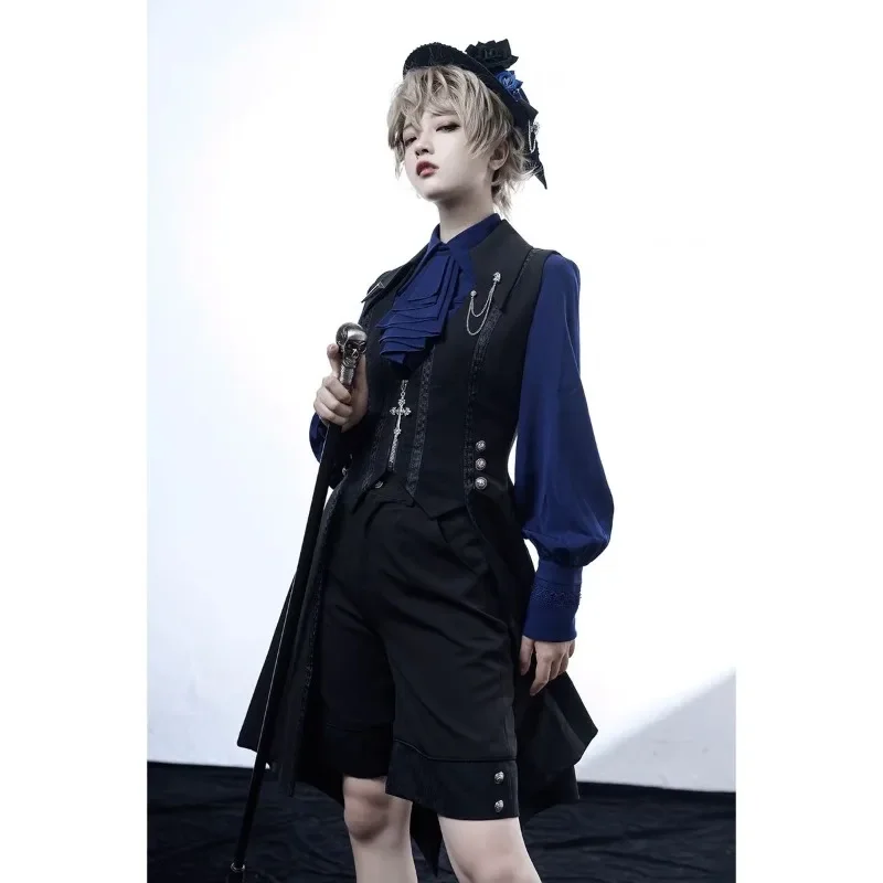 الأزرق خمر Kawaii لوليتا قميص المرأة Y2k Harajuku البلوزات ثقافة فرعية الخريف Blusas Mujer قميص قمصان Jk والبلوزات #2