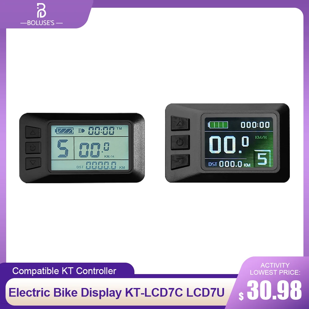 KT-LCD7 E-bike Display SM/Waterproof Plug Only Compatible with KT Controllers 24V36V48V