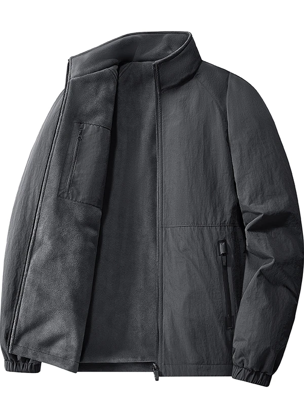 

Мужская двусторонняя куртка-ветровка свободного кроя с воротником-стойкой, утепленная, ветрозащитная, с длинными рукавами, молодежная повседневная верхняя одежда