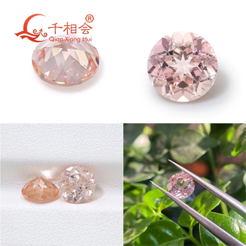 

round Shape Morgan Pink/Morgan Orange color Lab-Created Sapphire Loose Gem Stone including Minor Cracks And Inclusions jewelry