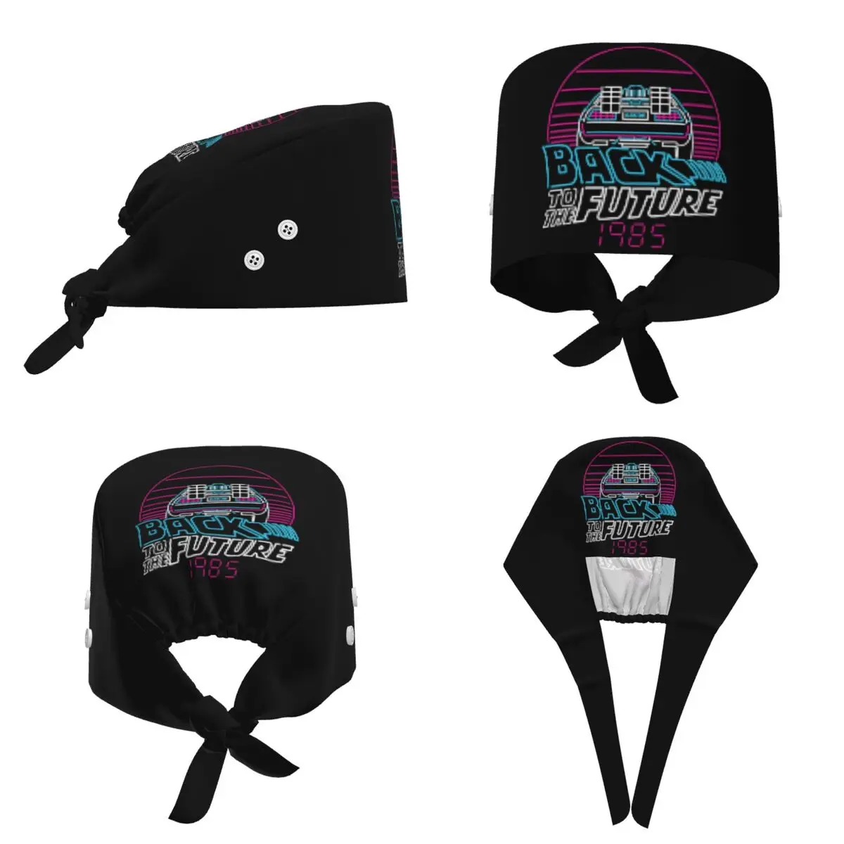 Back To The Future 80s Delorean Future 1985 Scrub Hat Doctor Working Surgical Cap Unisex Adjustable Nursing Caps for Dentist