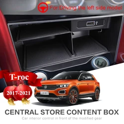 Car Central Storage Box For T-ROC 2017-2021 TROC T ROC Storage Console Tidying Container Organizers Auto Tray