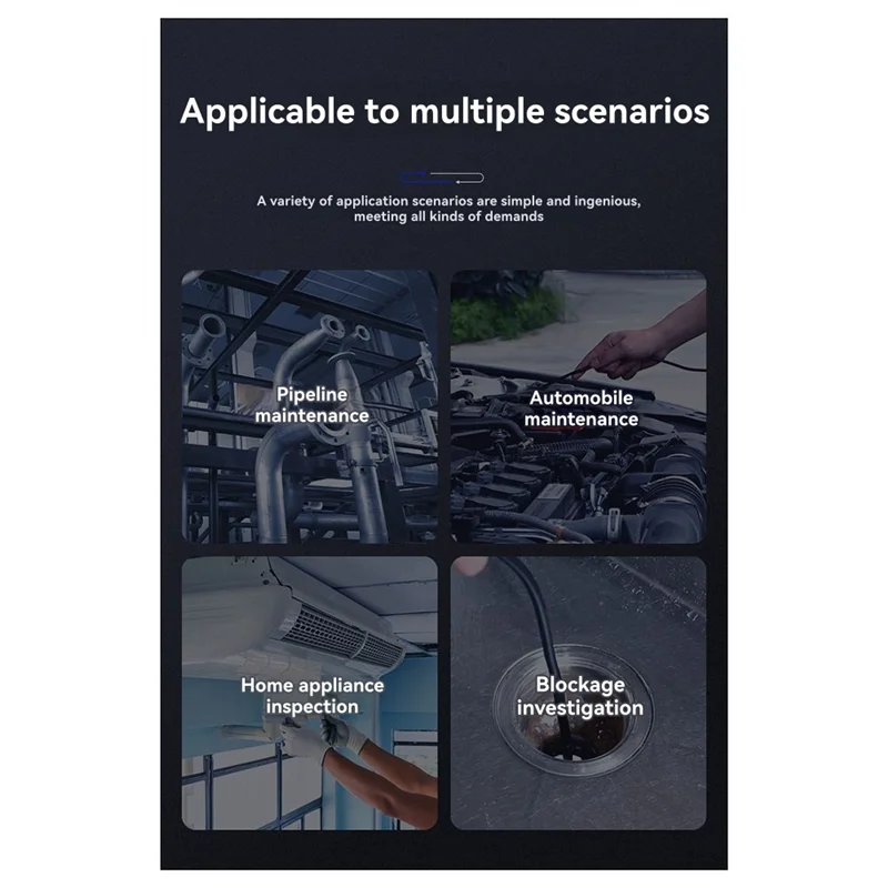 ABGI-2MP Industrial Borescope Camera Mini Type For Cars Inspection, 360 Degree Rotation With 8 LED Endoscope For Smartphone