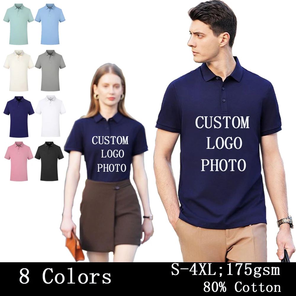 

diy LOGO shirt Mainland China Short Cotton Casual Casual summer Polos Solid personnalisé moda hombre vêtements homme Antibacter